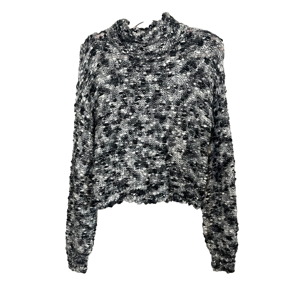 Hollister Chunky Knit Sweater Crop XS Black Y2K Grunge Skater Neutral Retro 90s